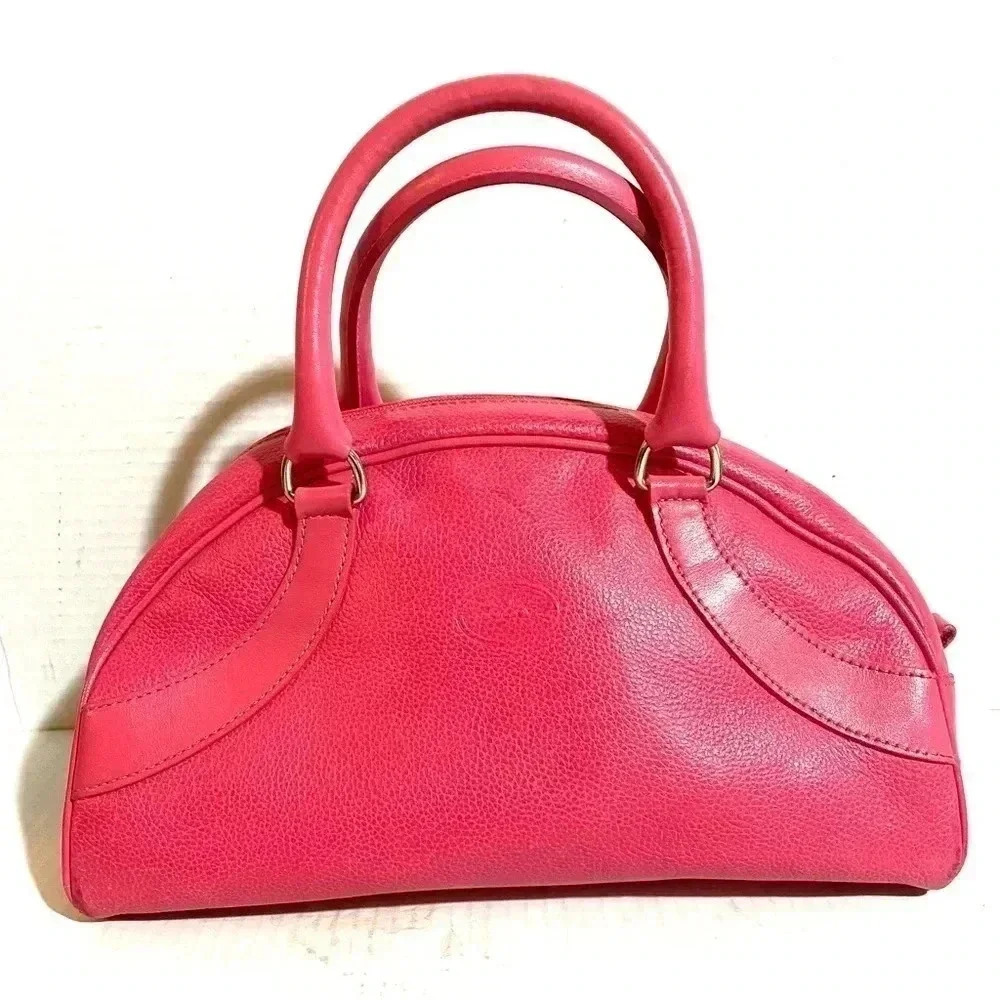 Longchamp pink leather satchel handbag